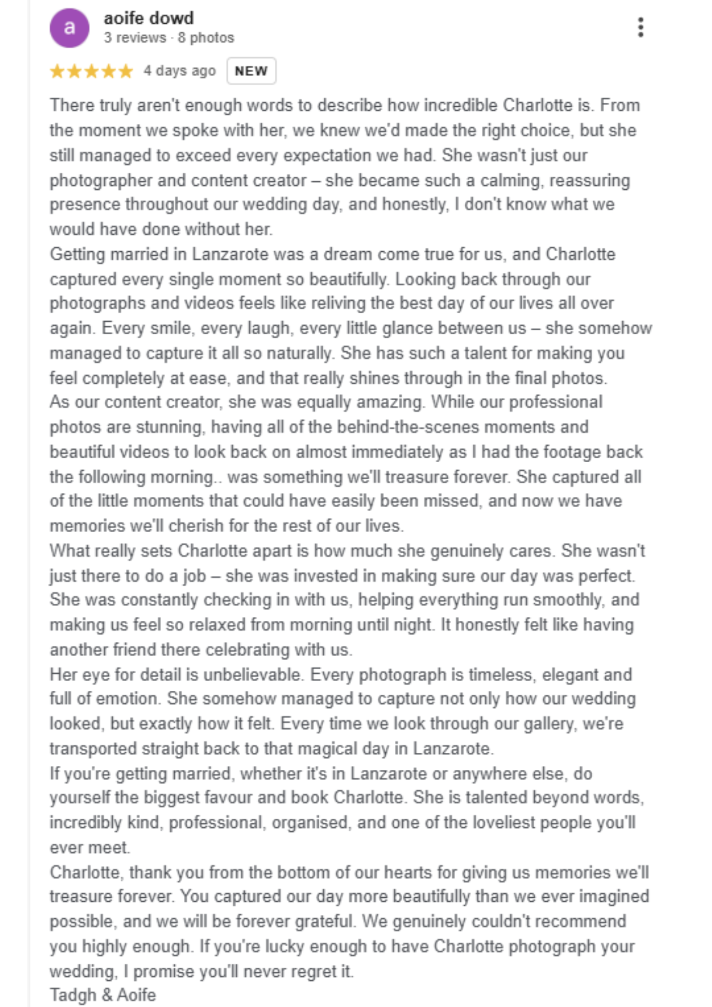 Aoife & Tadgh review